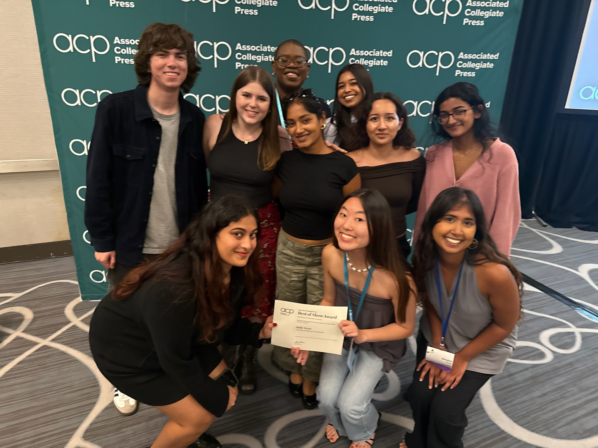 Caption/ Members of the Daily Nexus Editorial Staff accepting the Associated Collegiate Press award for Best in Show, eighth place 
